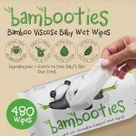 Bambooties Bamboo Baby Wipes Unscented, Plant based Diaper Wipes for Sensitive Skin, Water based Wipes Baby Sensitive Skin 480 count bulk box of 80ct soft packs x 6