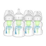 Dr. Brown's Natural Flow Anti-Colic Options+ Wide-Neck Baby Bottles 5 oz/150 mL,with Level 1 Slow Flow Nipple,4 Pack,0m+