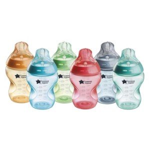 Tommee Tippee Closer to Nature Baby Bottles, Fiesta Collection | Slow Flow Breast-Like Nipple with Anti-Colic Valve (9oz, 6 Count)