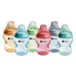 Tommee Tippee Closer to Nature Baby Bottles, Fiesta Collection | Slow Flow Breast-Like Nipple with Anti-Colic Valve (9oz, 6 Count)