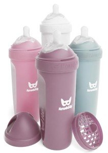 Herobility Double Anti-Colic Baby Bottles - 12 fl oz / 340 ml - Pack of 4 - BPA-Free - Multicoloured - White, Grey, Pink, Hawthorn Rose
