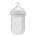 Boon Nursh Reusable Silicone Baby Bottle with Collapsible Silicone Pouch Design - Everyday Baby Essentials - Stage 2 Medium Flow Baby Bottles - Gray - 8 Oz