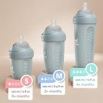 Herobility Double Anti-Colic Baby Bottles - 12 fl oz / 340 ml - Pack of 4 - BPA-Free - Multicoloured - White, Grey, Pink, Hawthorn Rose