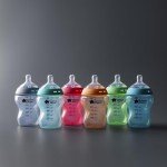 Tommee Tippee Closer to Nature Baby Bottles, Fiesta Collection | Slow Flow Breast-Like Nipple with Anti-Colic Valve (9oz, 6 Count)