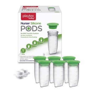 Playtex Baby Nurser Reusable Silicone PODS, Breastmilk Storage & Air-Free Feeding, 4 Oz, 6 Count