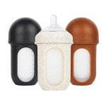 Boon Nursh Reusable Silicone Baby Bottles with Collapsible Silicone Pouch Design - Baby Bottle Set - Baby Feeding Essentials - Stage 2 Medium Flow - 8 Oz - 3 Count