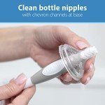 Dr. Brown's Reusable Sponge Baby Bottle Cleaning Brush Set with Suction Cup Stand, Scrubber and Nipple Cleaner, Gray, 3 Pack