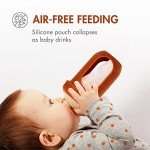 Boon Nursh Reusable Silicone Baby Bottles with Collapsible Silicone Pouch Design - Baby Bottle Set - Baby Feeding Essentials - Stage 2 Medium Flow - 8 Oz - 3 Count