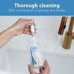 Dr. Brown's Reusable Sponge Baby Bottle Cleaning Brush Set with Suction Cup Stand, Scrubber and Nipple Cleaner, Gray, 3 Pack