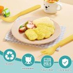 Shopwithgreen Bamboo Toddler Utensils Set, Baby Kids Toddler Spoons and Forks Set, BPA Free Reusable Cutlery Set| Dishwasher Safe, Child and Baby Self Feeding for Dinner, Dessert, Soup,10 Pack