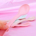 Toddler Forks and Spoons Utensils Set Baby Silverware Kids Forks and Spoons Set 6 Piece Natural Wheat Straw Material Self Feeding Training Cutlery for Baby Eating 12-48 Months Infant Dishwasher Safe