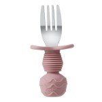 PandaEar 6 Pack Stainless Steel Toddler Spoons and Fork Feeding Set - Anti-Choke First Self Feeding Utensils for Kids Baby Girls Led Weaning Ages 18 Months+ (Pink/Beige)