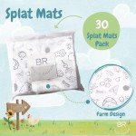 Bella Romani 30 Pack 47” x 30” | Disposable Splat Mats | Biodegradable + Compostable | Under Highchair Splat Mat for Floor | Baby Led Weaning Supplies |