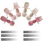PandaEar 6 Pack Silicone Baby Spoons and Fork Feeding Set- Anti-Choke First Self Feeding Utensils for Baby Led Weaning Ages 3 Months -Pink