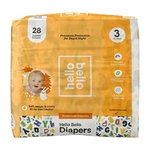 Hello Bello Premium Baby Diapers Size 3 27 Count of Disposable, Extra-Absorbent, Hypoallergenic, and Eco-Friendly Baby Diapers with Snug and Comfort Fit Alphabet Soup