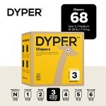 DYPER Viscose from Bamboo Baby Diapers Size 3 | Unscented, Hypoallergenic, Plant-Based Disposable Diapers for Sensitive Skin, 68 Count