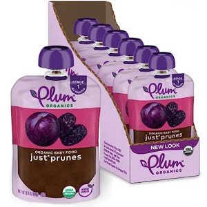 Plum Organics Stage 1 Organic Baby Food - Just Prunes - 3.5 oz Pouch (Pack of 6) - Organic Baby Food Pouch