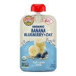 Earth's Best Organic Baby Food Pouches, Wholesome Breakfast Puree for Babies 6 Months and Older, Organic Banana Blueberry and Oat Puree, 3.5 oz Resealable Pouch (Pack of 12) (Packaging May Vary)