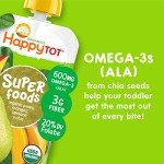 Happy Tot Organics Stage 4 Baby Food Pouches, Gluten Free, Vegan Snack, SuperFoods Fruit & Veggie Puree & Chia Variety Pack, 4.22 Ounce (Pack of 16), Amazon Exclusive