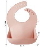 PandaEar Silicone Baby Bibs Set of 3 for Toddlers, BPA Free Waterproof Adjustable Feeding Bib with Large Pocket Food Catcher (Pink)