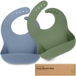 KeaBabies 2-Pack Silicone Bibs For Babies, Silicone Baby Bibs for Eating, Food-Grade Pure Silicone Bib, Toddler Bibs, Waterproof Bibs, Feeding Bibs, Silicon Bibs for Toddlers, Boys, Girls (Slate)