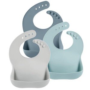 PandaEar 3 Pack Silicone Bibs for Boys Girls for Babies & Toddlers, Adjustable Waterproof Eating Bibs for Boys Girls, BPA Free Soft Durable Silicone Bibs with Large Food Catcher