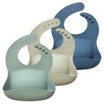 Hippypotamus Silicone Baby Bibs - Soft Waterproof Bibs for Babies & Toddlers (3, Sage/Nude/Fog)