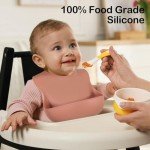 Eascrozn Silicone Bibs for Babies Toddler Girls Set of 3, Soft Adjustable Baby Bibs for Eating, BPA Free, Waterproof Bibs for Baby Feeding Essentials Baby Gifts