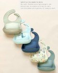 Hippypotamus Silicone Baby Bibs - Soft Waterproof Bibs for Babies & Toddlers (3, Sage/Nude/Fog)
