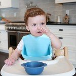 Eascrozn Silicone Bibs for Babies & Toddlers Set of 3, Silicone Baby Bibs for Boy and Girl, Adjustable Soft Waterproof Bibs