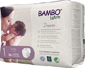 Bambo Nature Premium Baby Diapers - French/English Packaging, Size 1, 36 Count