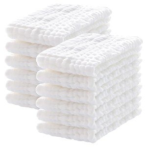 Soft Cotton Muslin Burp Cloths - 12 Pack