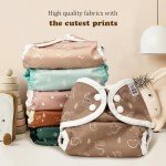 Mama Koala Reusable Adjustable Cloth Diaper Covers with Double Gusset for Girls and Boys, Snap Closure, Size S (Simply Neautrals)
