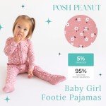 Posh Peanut Baby Girl Sleepers - Viscose from Bamboo Baby Pajamas & 2 Way Zipper Sleepers - Ruffled Baby Clothes for Girls (3-6 Months) Emmilene