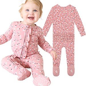 Posh Peanut Baby Girl Sleepers - Viscose from Bamboo Baby Pajamas & 2 Way Zipper Sleepers - Ruffled Baby Clothes for Girls (3-6 Months) Emmilene