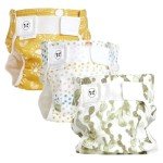 Honest Hybrid Cloth Diaper Covers with Pocket-Sling, Large (22-40 lbs), Stops Nighttime Leaks, Use with Boosties Disposable Diaper Pad or Reusable Insert, 3 Pack of Cotton Muslin Covers