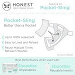 Honest Hybrid Cloth Diaper Covers with Pocket-Sling, Large (22-40 lbs), Stops Nighttime Leaks, Use with Boosties Disposable Diaper Pad or Reusable Insert, 3 Pack of Cotton Muslin Covers
