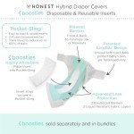 Honest Hybrid Cloth Diaper Covers with Pocket-Sling, Large (22-40 lbs), Stops Nighttime Leaks, Use with Boosties Disposable Diaper Pad or Reusable Insert, 3 Pack of Cotton Muslin Covers