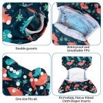 ALVABABY 6pcs Cloth Diaper Covers &1 Wet Dry Bag, Washable Reusable Cloth Diaper Shell for Prefold with Multi-Functional Bag, Flat or Fitted Diaper Inserts 6NKZ04