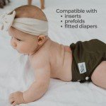 Nora's Nursery Cloth Diaper Cover, Reusable Cover with Snap Closure, Shell for Prefold, Flat, or Fitted Inserts, Includes Wet Bag - Ballet Slippers