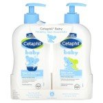 Cetaphil Baby Wash & Shampoo Plus Body Lotion, Healthy Skin Essentials, Head to Toe Hydration for up to 24 Hours, for Delicate, Sensitive Skin, 2-Pack,White
