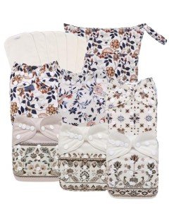 Boho Cloth Diapers Set with Bamboo Inserts