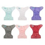 ALVABABY Adjustable Cloth Diapers with Inserts, 6 Pack