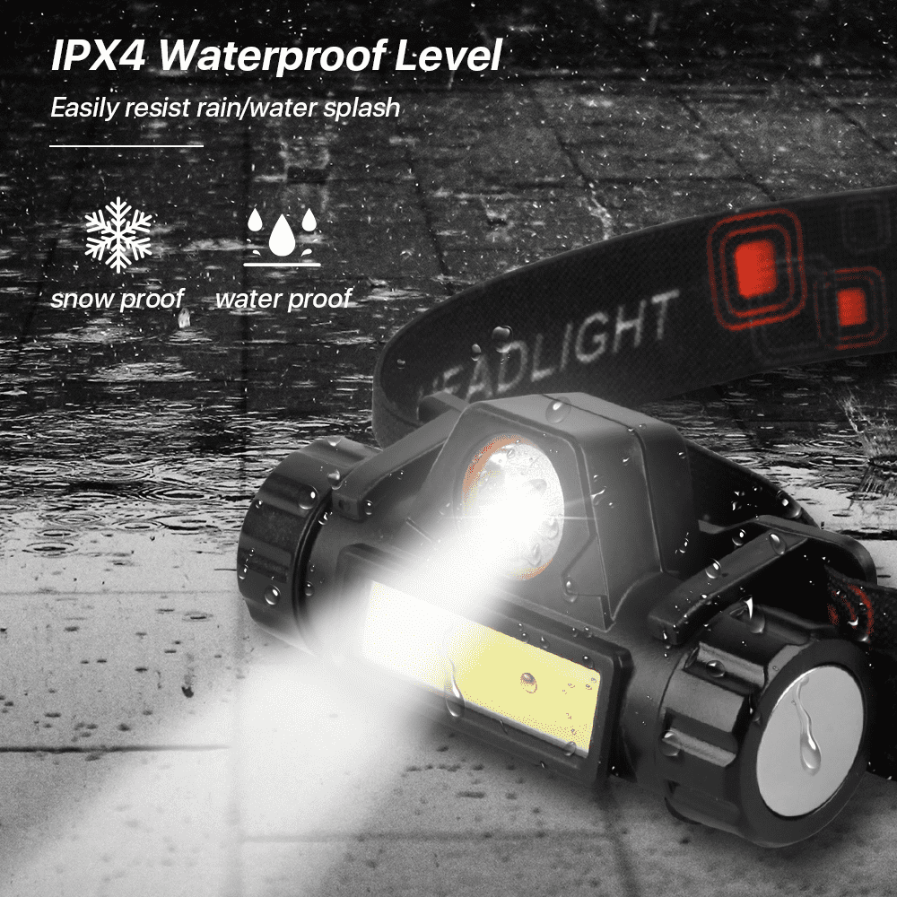 SUGARDAY Rechargeable Waterproof LED Headlamp for Hiking
