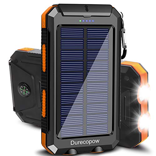 Outdoor Waterproof Solar Power Bank: Durecopow 20000mAh Charger