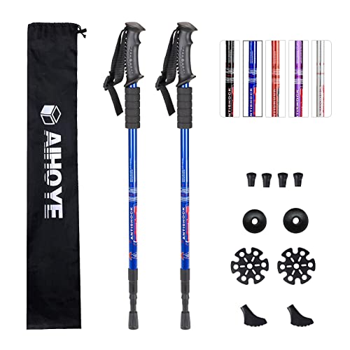 Aihoye Collapsible Hiking Poles with Shock Absorption (Blue)