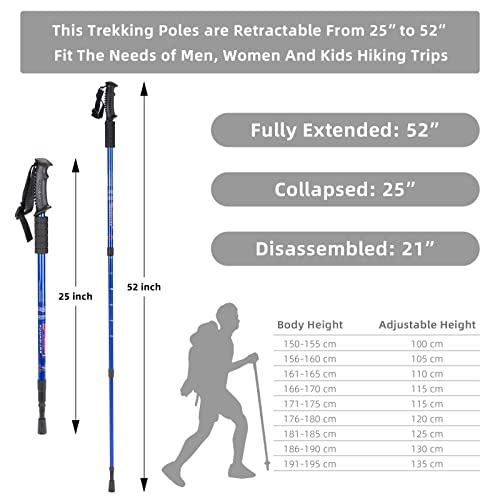 Aihoye Collapsible Hiking Poles with Shock Absorption (Blue)