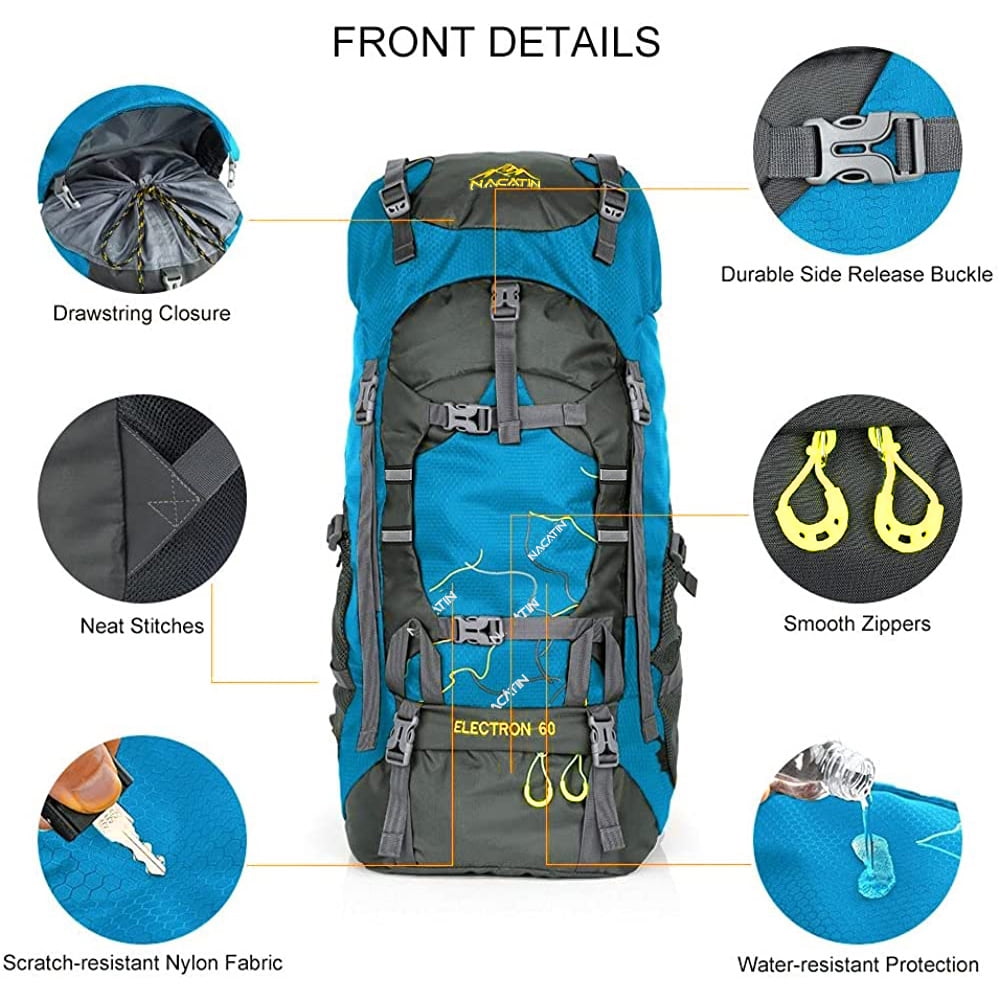 NACATIN 60L Hiking Backpack with Bag Cover
