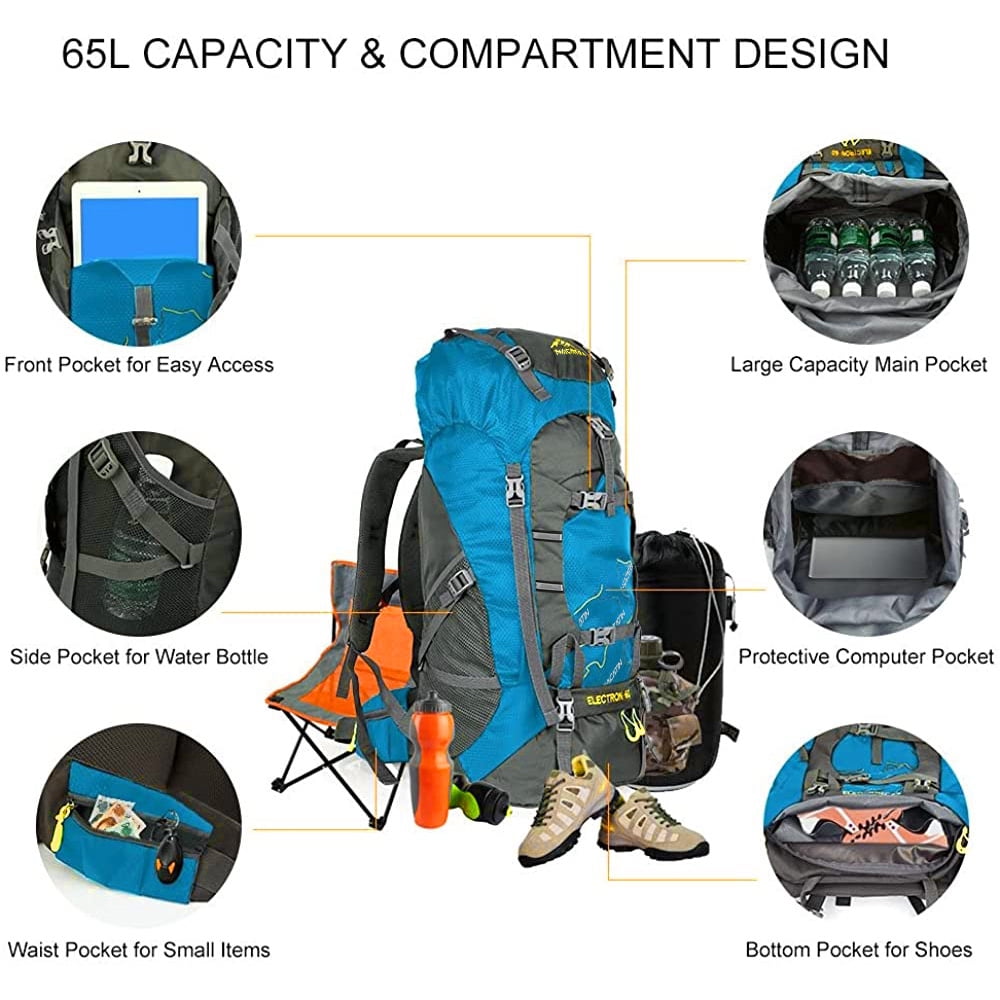 NACATIN 60L Hiking Backpack with Bag Cover