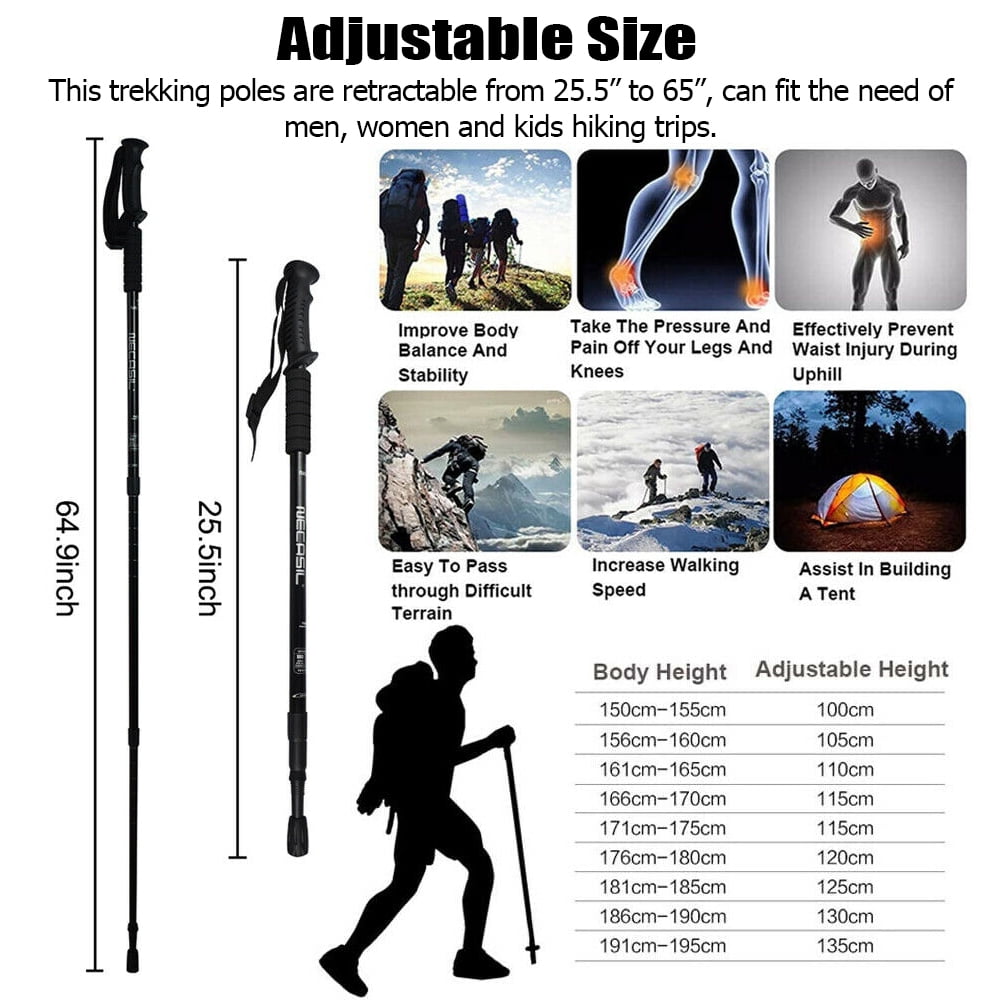 iClover Adjustable Hiking Sticks - Durable & Lightweight